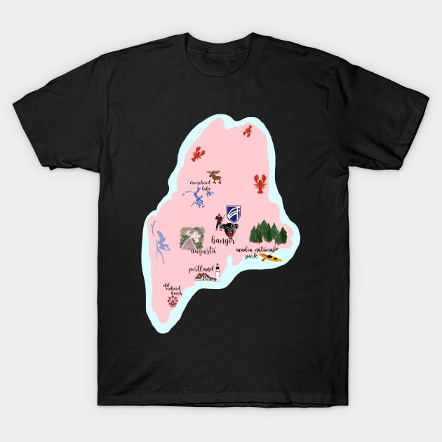 Maine Illustration T-Shirt by Poohdlesdoodles